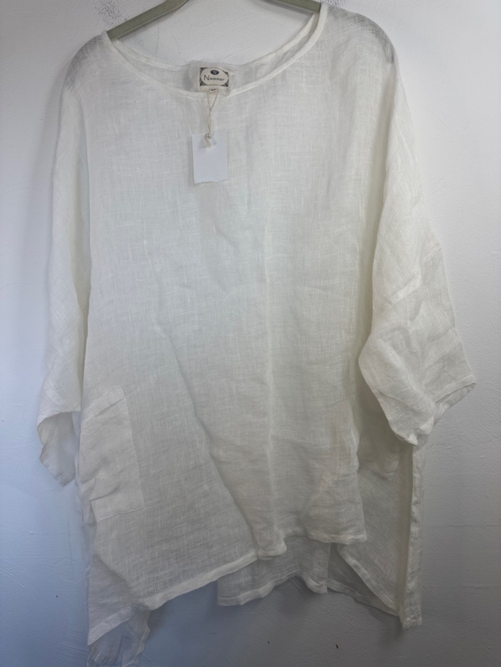 Namsar White Linen Women’s Tunic Shirt Boho Hippie Neutral Minimalist